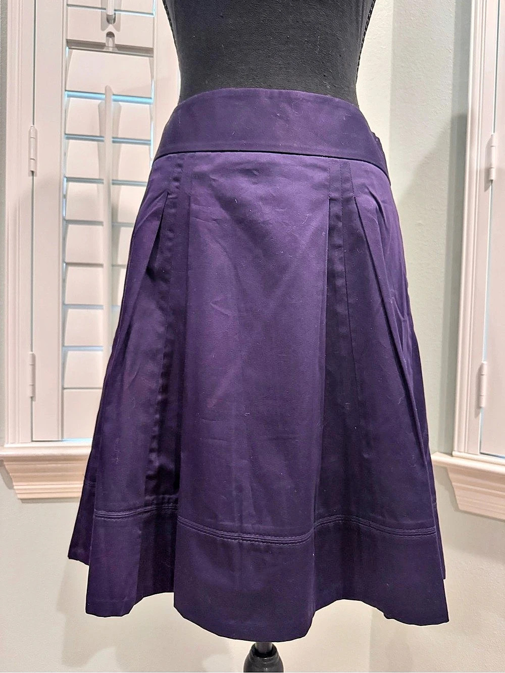 The Limited Women's High Waist A-Line Cotton Skirt in Dark Purple Size Small NWT